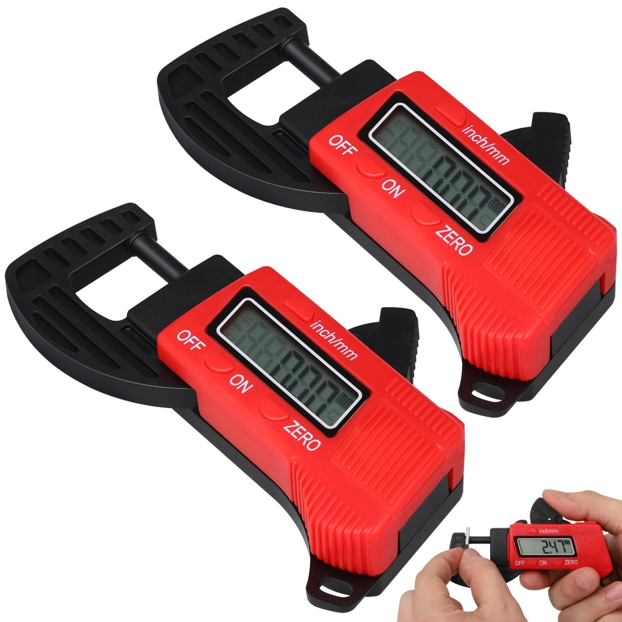 2pcs Thickness Gauge Caliper Micrometer Thickness Micrometer Measurement Tool...