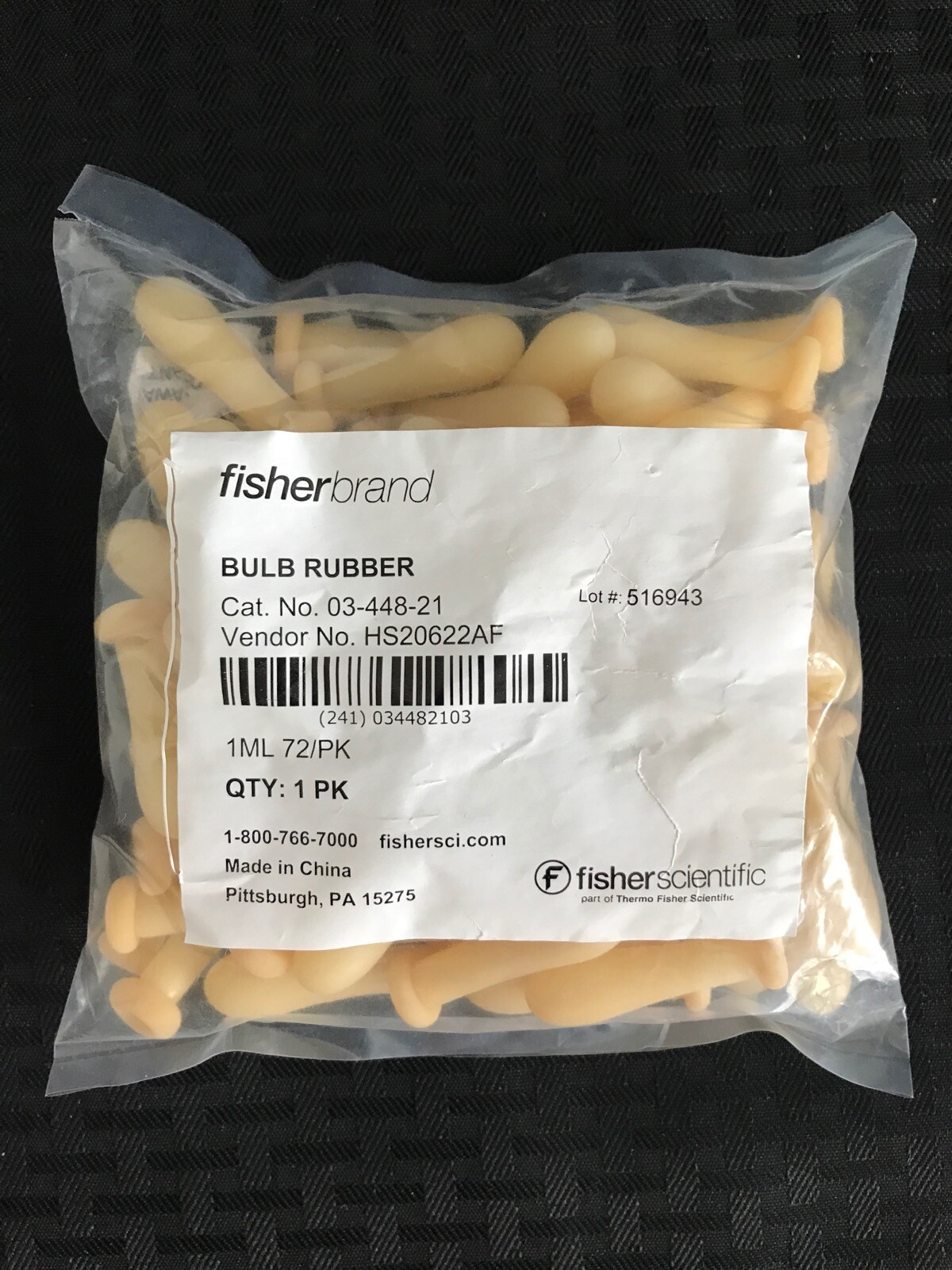 (72/Pk) FISHERBRAND 1mL Rubber Bulbs for Pasteur Small Pipet Medicine Dropper