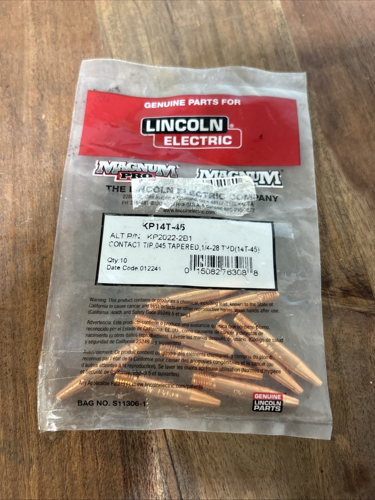 NOS - Lincoln Electric KP14T-45 Contact Tip Tapered .045 in (1.2 mm) 9 pack