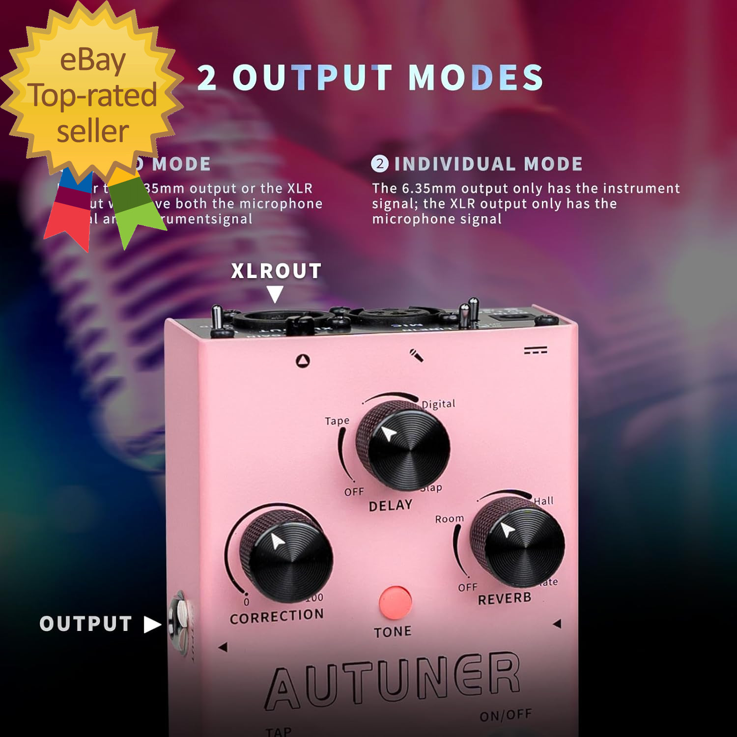 Autuner Vocal Effects Processor Voice Pedal Pitch Correction Reverb Delay Guitar