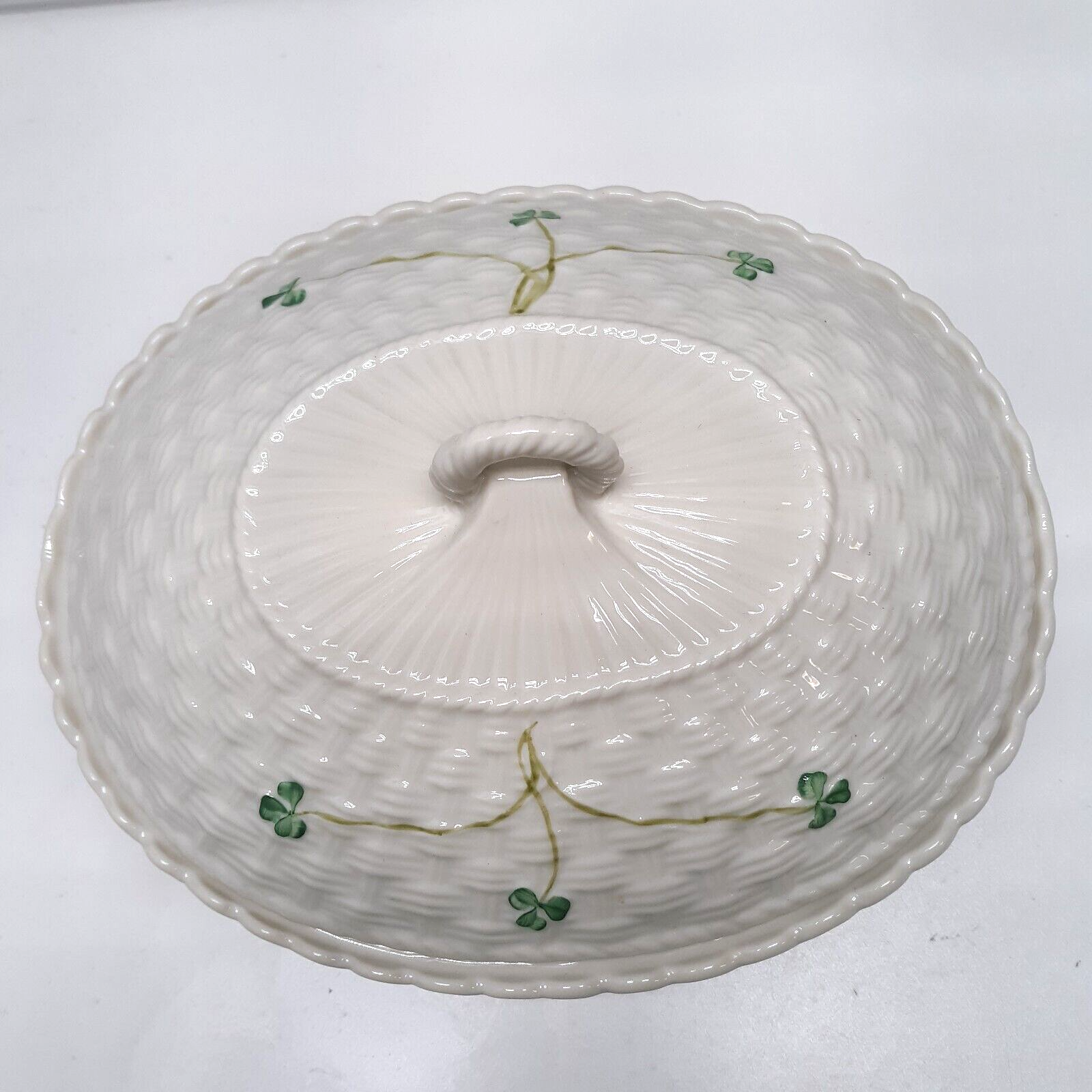 Belleek Shamrock Oval Covered Dish, Porcelain
