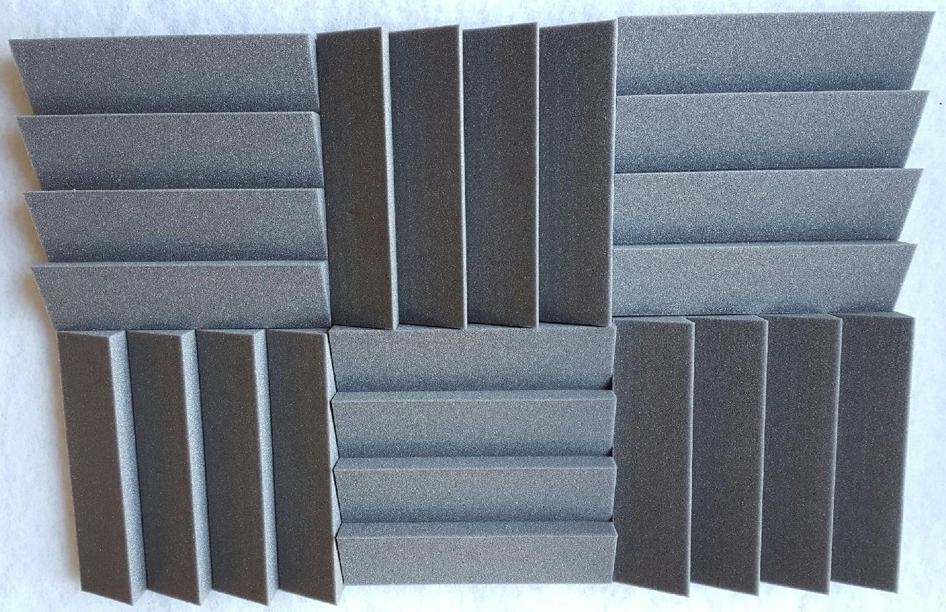 4 pack Acoustic Foam Slanted Tiles   2 x 12 x 12 (charcoal) * FREE SHIPPING