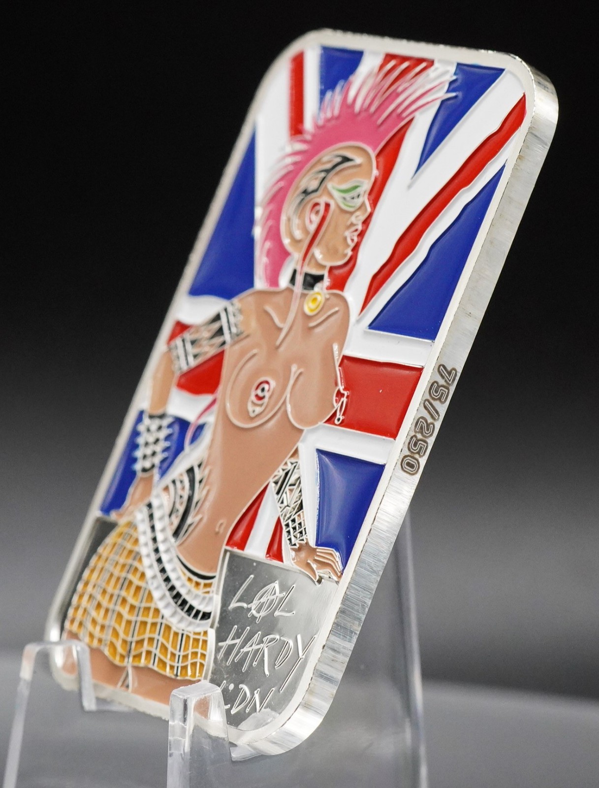 Albannach Metals Tattoo Artist Lal Hardy PUNK ROCK 1oz 999 FINE Silver bar C5803