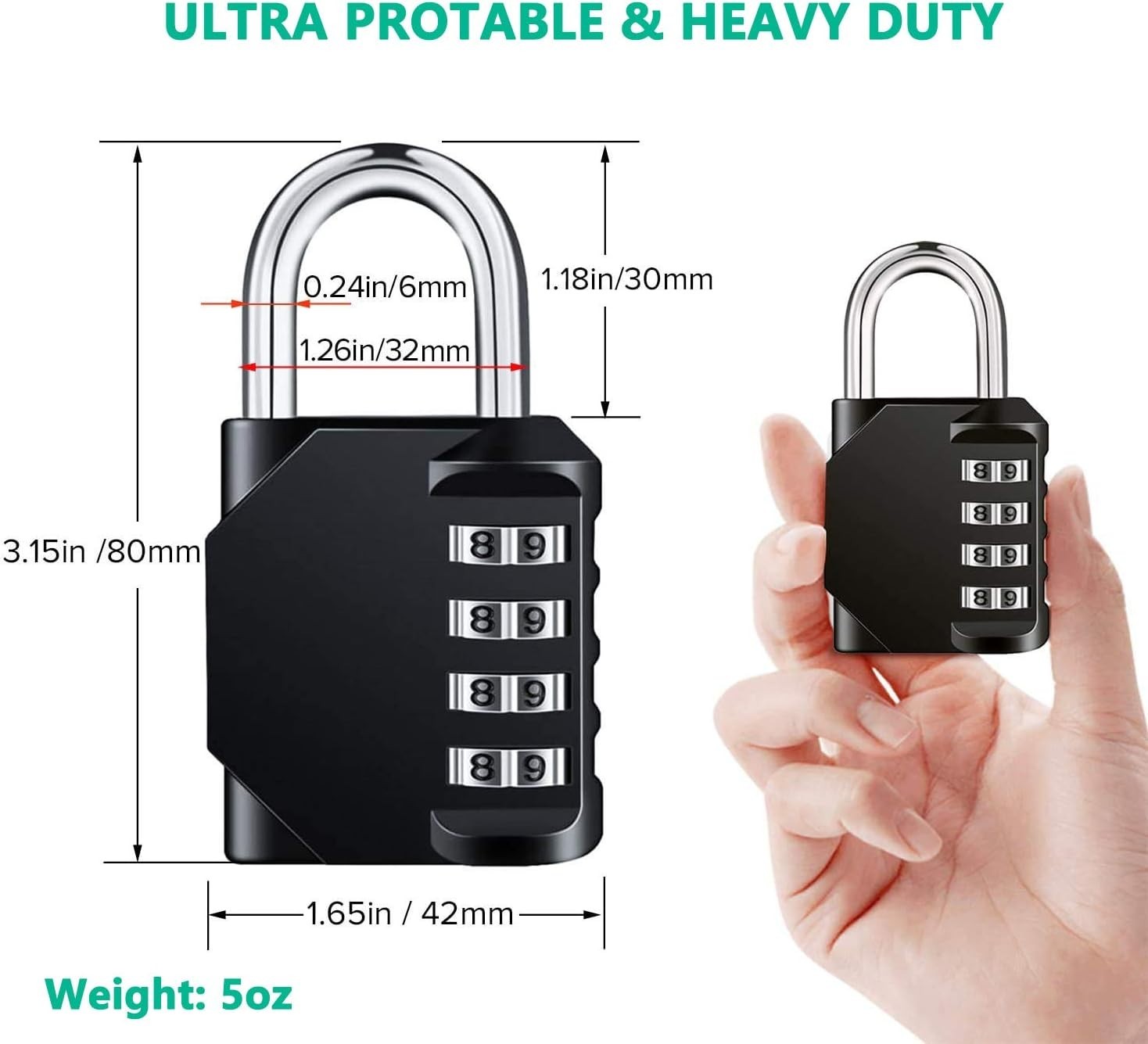 4-Digit Resettable Combo Lock Set: Heavy-Duty, Waterproof & Versatile - 2 Pack