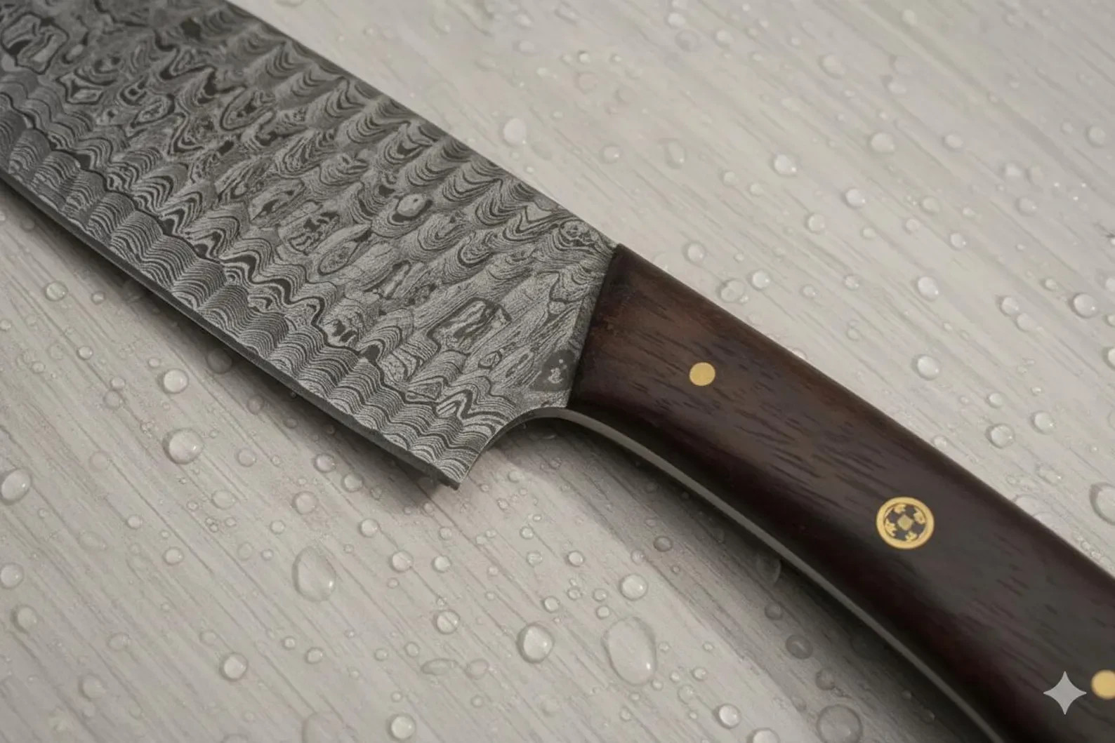 Hand Forged Damascus Chef Knife Raindrop Pattern Wood Handle Kitchen UtilityTool
