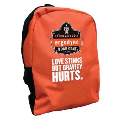 Tenacious Ergodyne Work Gear Orange Backpack Love Stinks But Gravity Hurts NEW