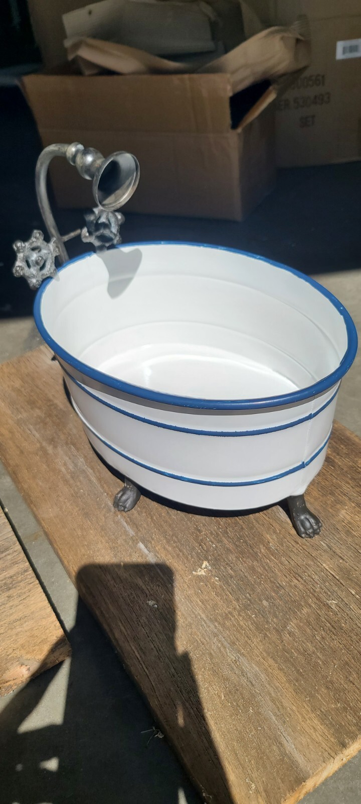 CTW Home Collection 530493 Striped Bathtub Containers, Set of 2. Decor Plants