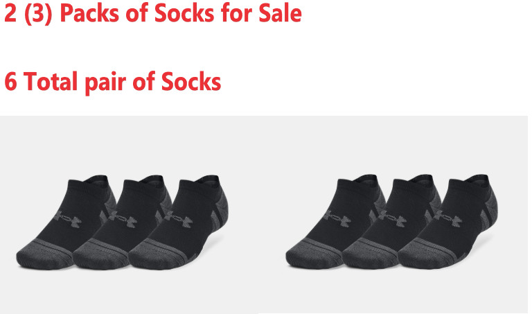 6 Pairs Under Armour UA Performance Tech NO SHOW Mens Black LARGE 1379503