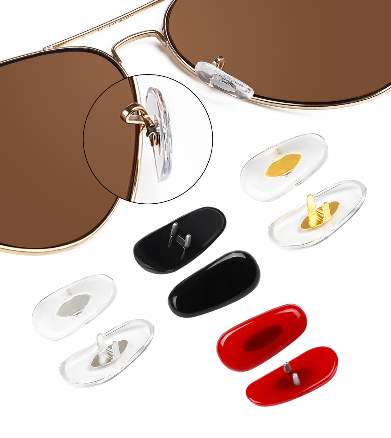 Clip On Nose Pads Replacement for Ray-Ban RB6238 Non-Slip Nose Pieces