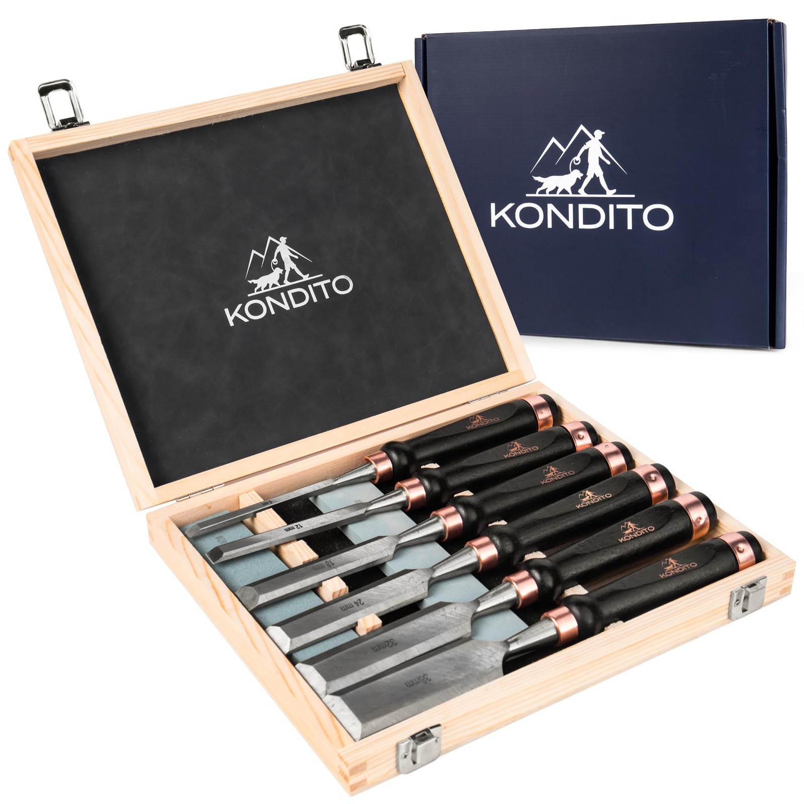 Professional Wood Chisel Set – Woodworking Chisel Kit with 6 CRV60 Steel Blad...