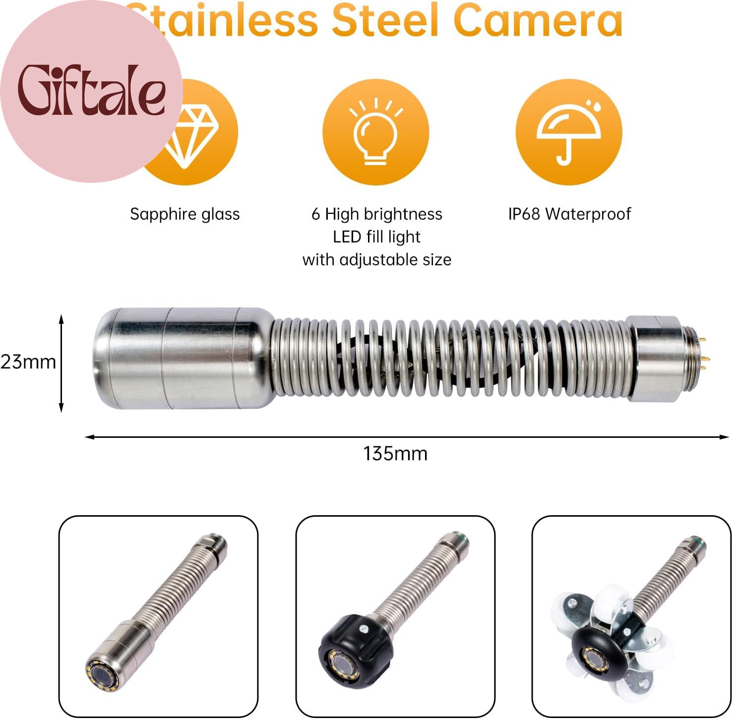Sewer Camera 66Ft,Drain Pipe Camera HD 4.3In Screen DVR 17MM Plumbing Snake Bore