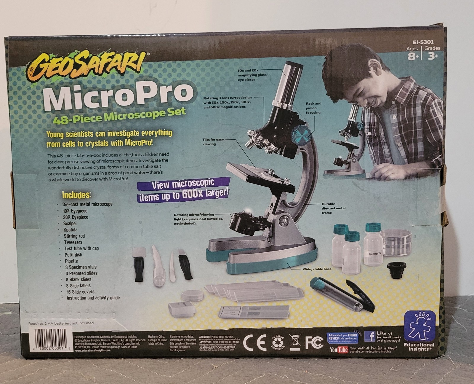 GeoSafari MicroPro Educational Insights Microscope Set 48 Pc EI-5301 New 50-600x