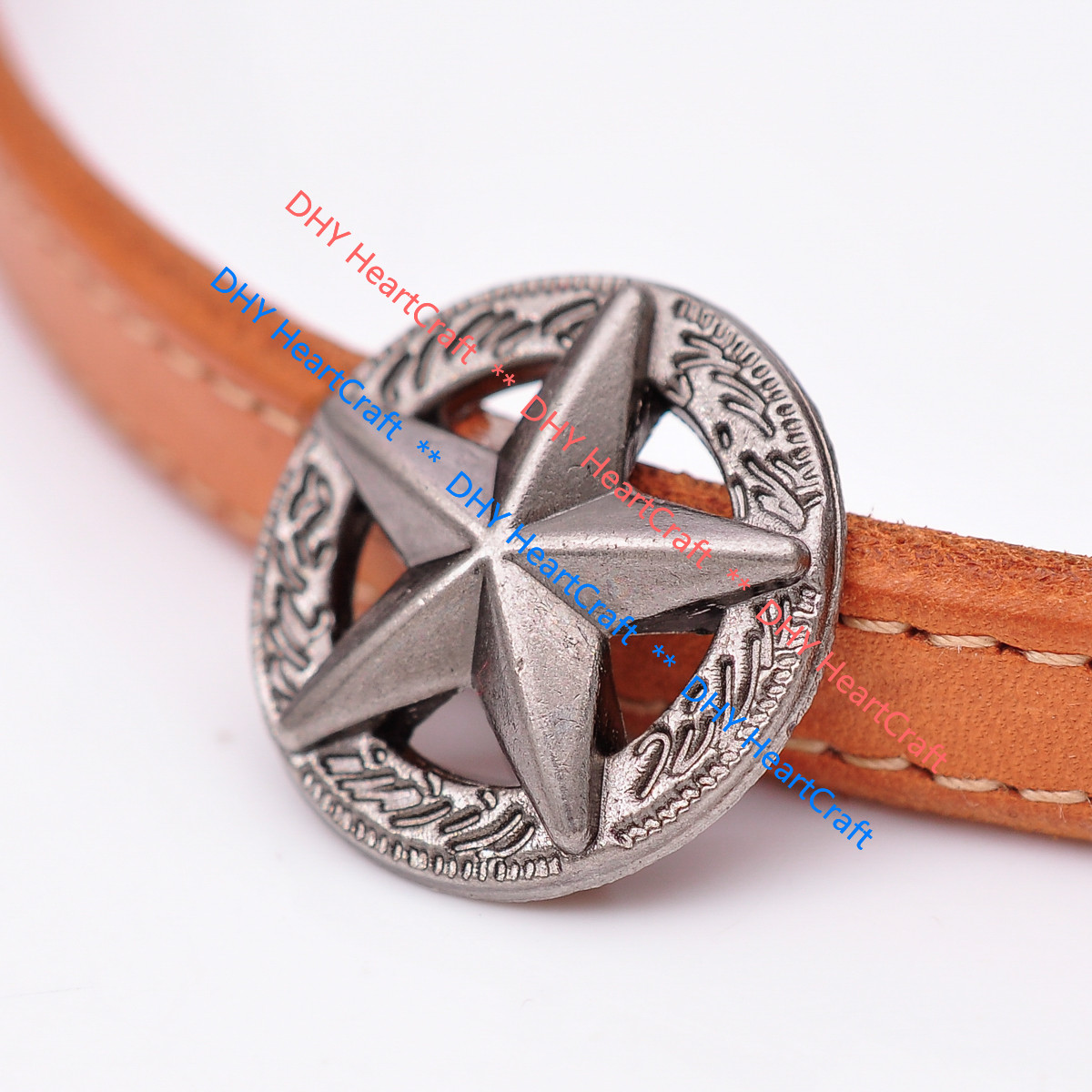10X 1" Retro Silver Western Cowboy Raise Texas 3D Star Leathercraft Belt Conchos