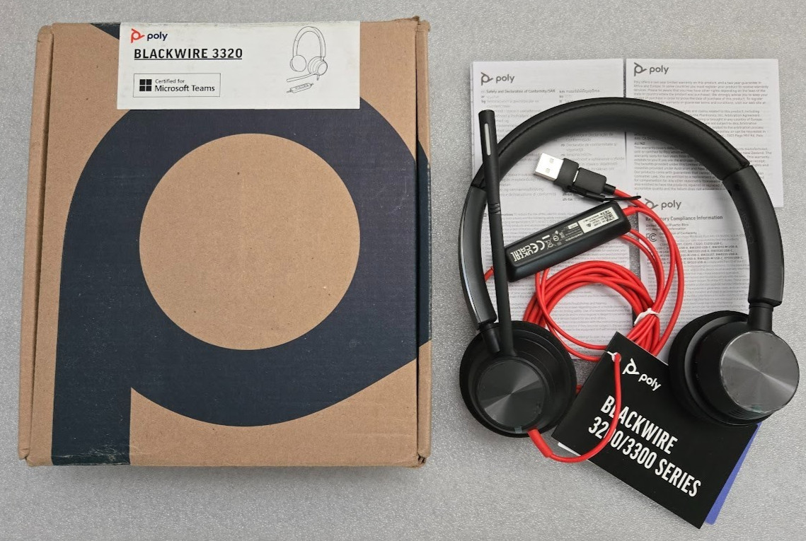 Plantronics Poly Blackwire 3320 USB-A Wired Dual-Ear (Stereo) Headset w/Boom Mic