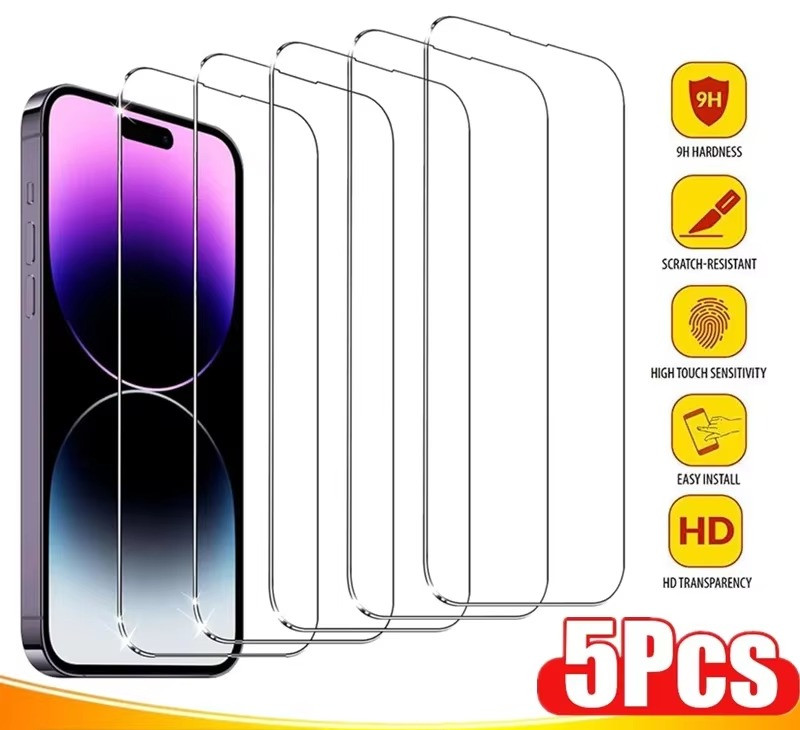 5X Tempered Glass Screen Protector or iPhone 17 16 15 14 13 12 11 Pro Max R 8