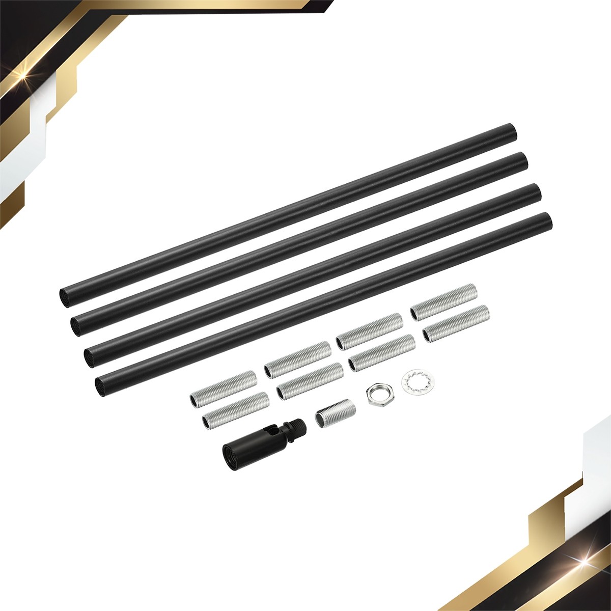 Threaded Extension Rod 11.8" Lamp Pipe with Connector Light Fixture Parts