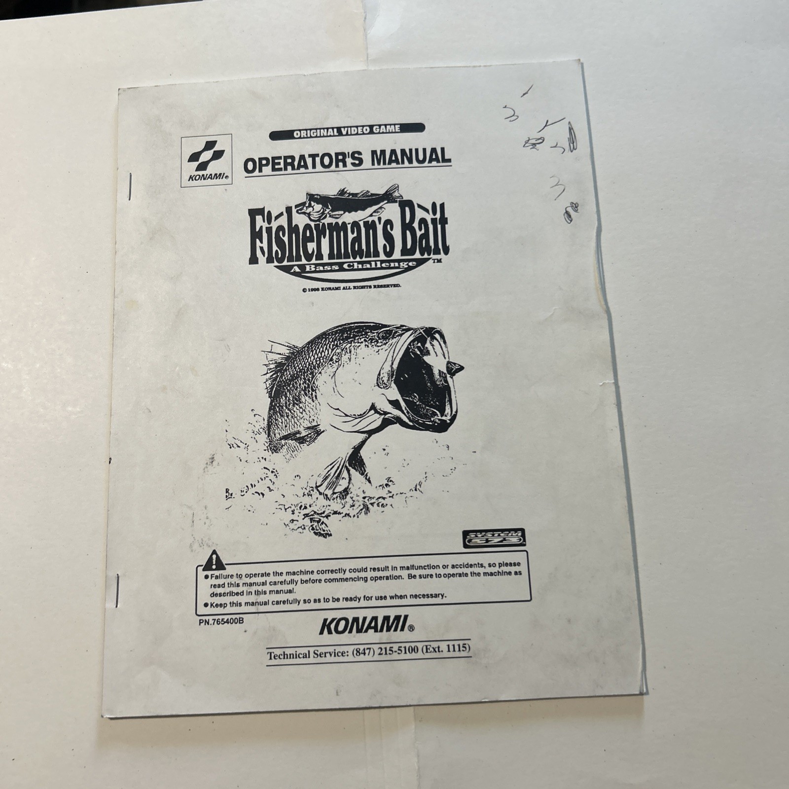 original Factory  arcade video game manual Fisherman'S Bait Bass Challenge