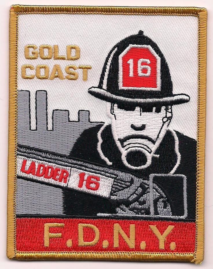 New York City - FDNY  Ladder - 16 "Gold Coast", NY (3.25" x 4.25") fire patch