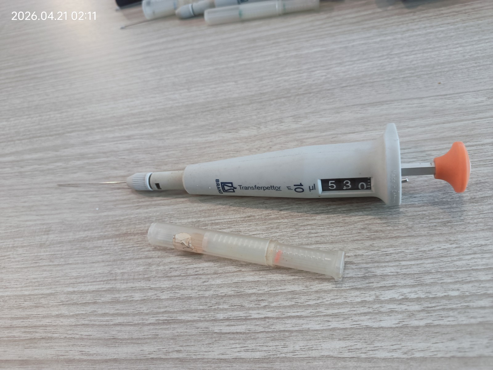 128 USED BRAND® Transferpettor positive displacement pipette, 10-0.01 uL