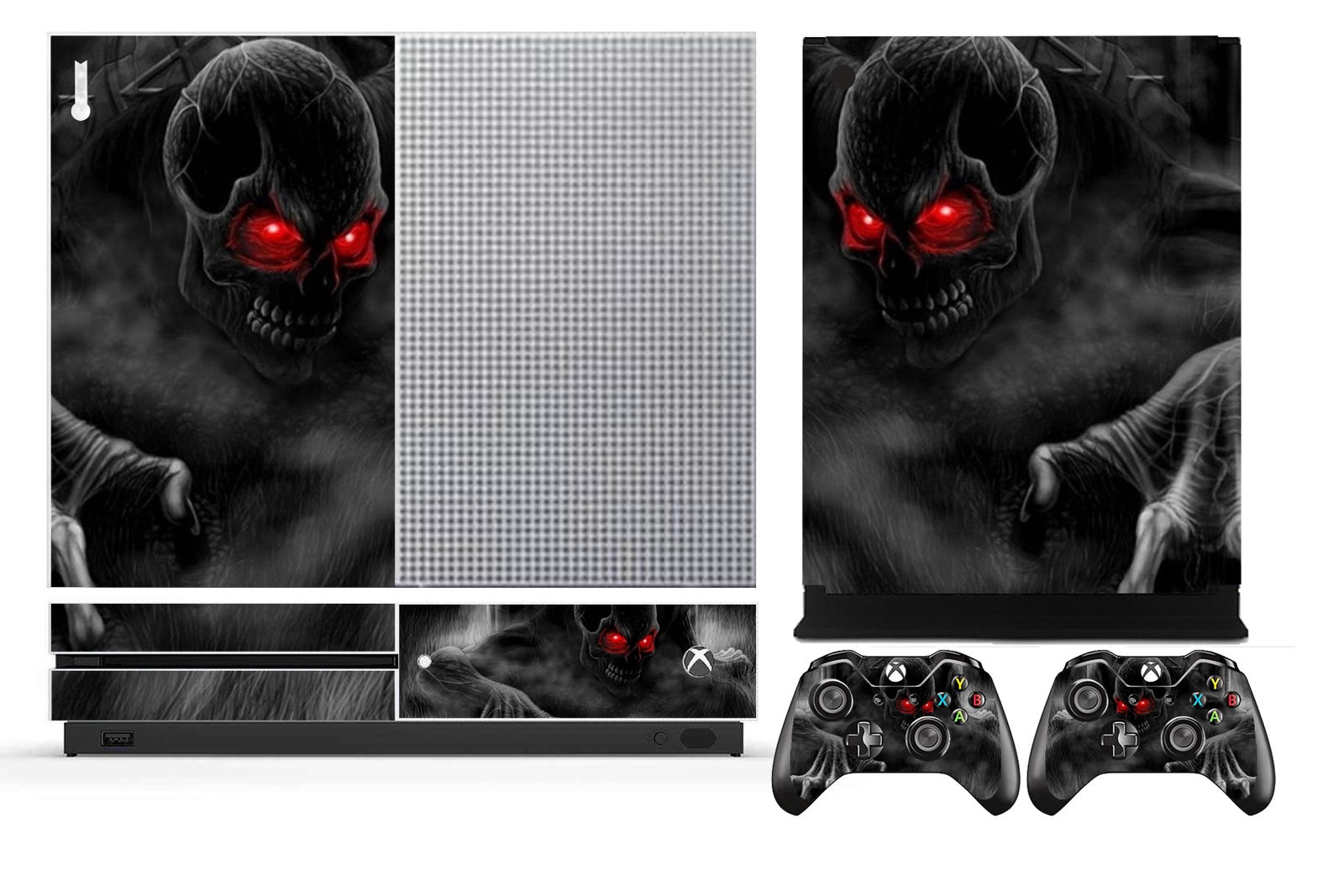 Dark Skull 205 Cover Skin Sticker for Xbox One S (Slim) & 2 controller skins
