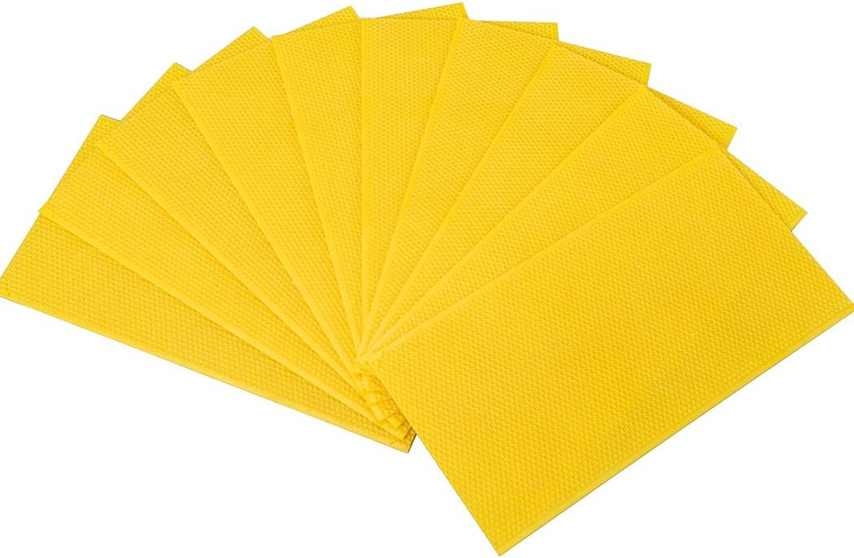 Yellow Wax Coated Beehive Foundation Sheets, Deep 8-1/2", for Frames