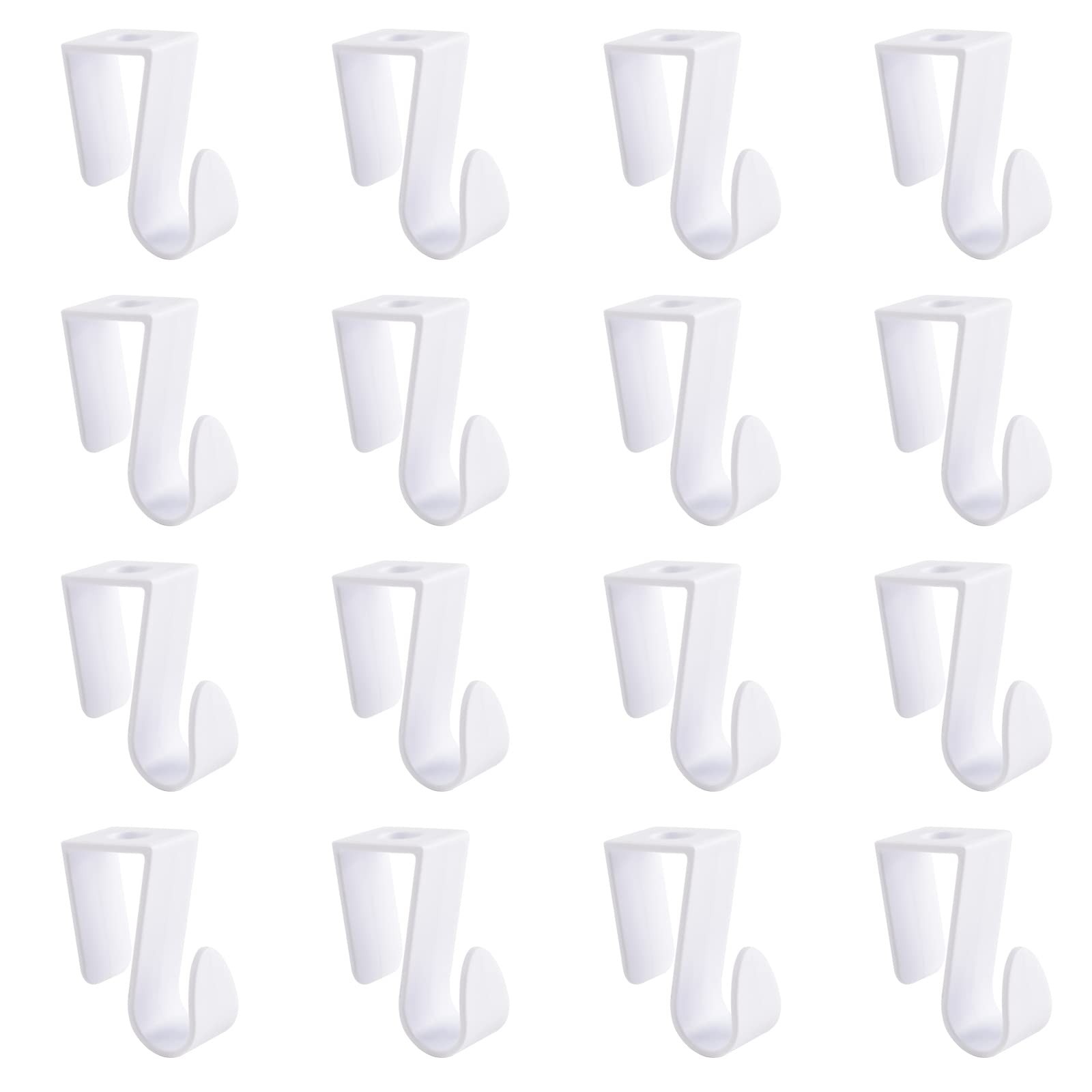16 PCS White Over Cabinet Door Hooks Plastic MultiPurpose SpaceSaving Drawer
