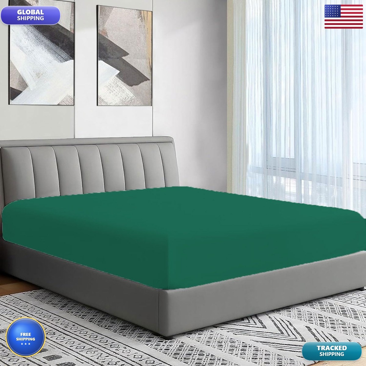 Queen Size Fitted Bottom Sheet Only - 16 Inch Extra Deep Pockets - Olive