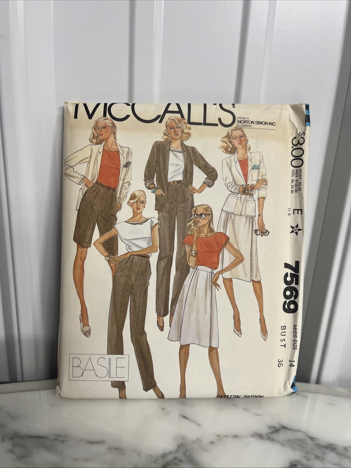 Vintage McCalls SEWING Pattern 7569 Misses Jacket Blouse Skirt Pants Shorts 14
