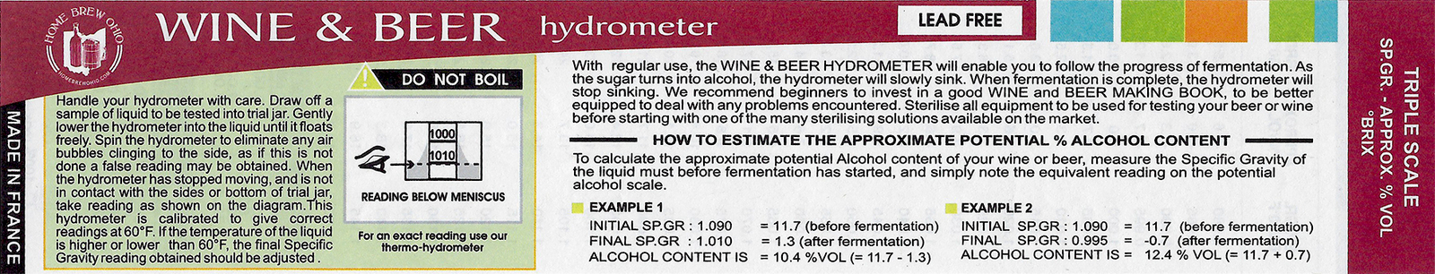 Triple Scale Wine and Beer Hydrometer