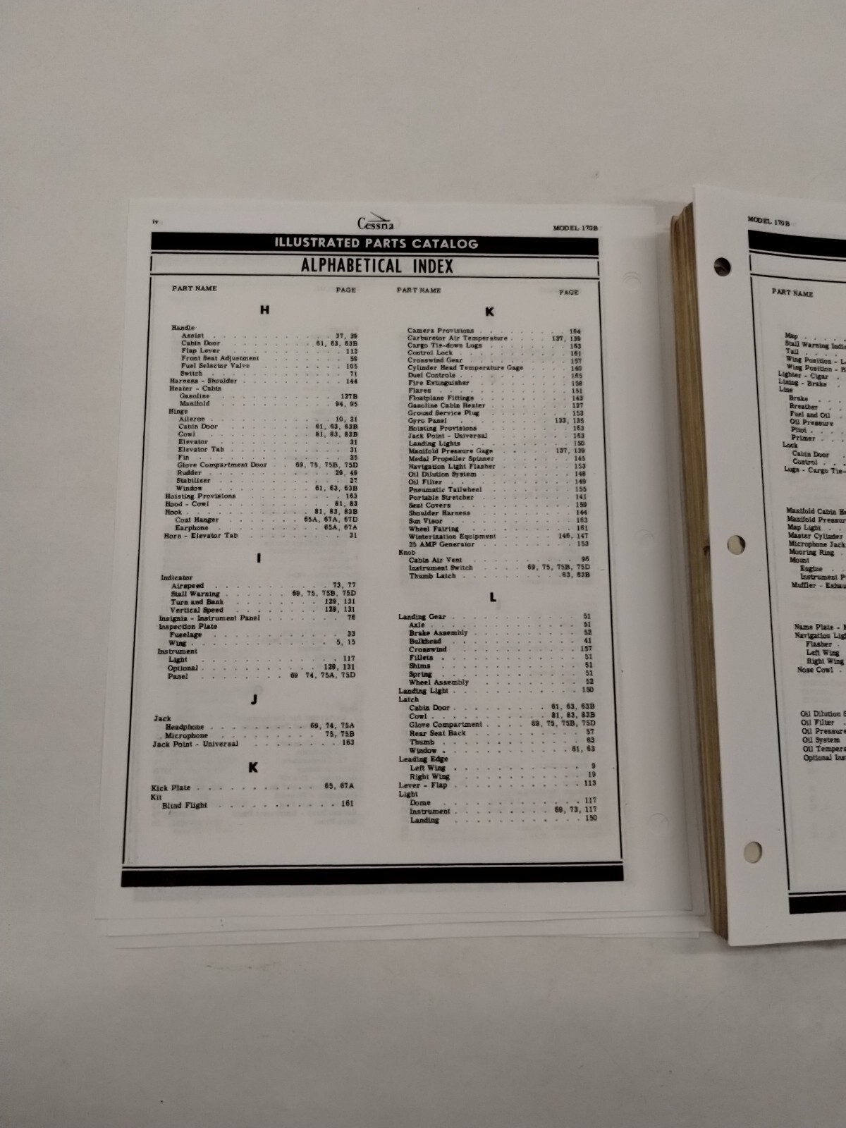 Cessna Model 170B Parts Catalog September 1, 1956-Original