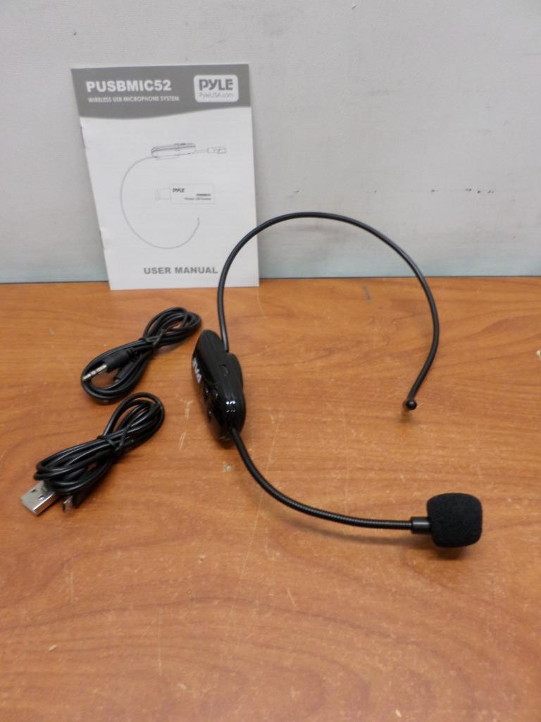 Pyle PUSBMIC52 Wireless Headset Microphone System w/ USB Receiver & Rechargeable