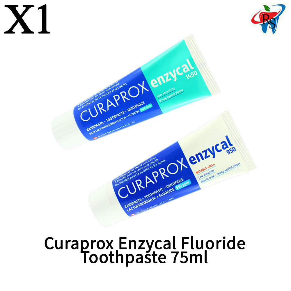 x1 Dental Curaprox Enzycal Fluoride Toothpaste 75ml Gentle Daily Plaque Care