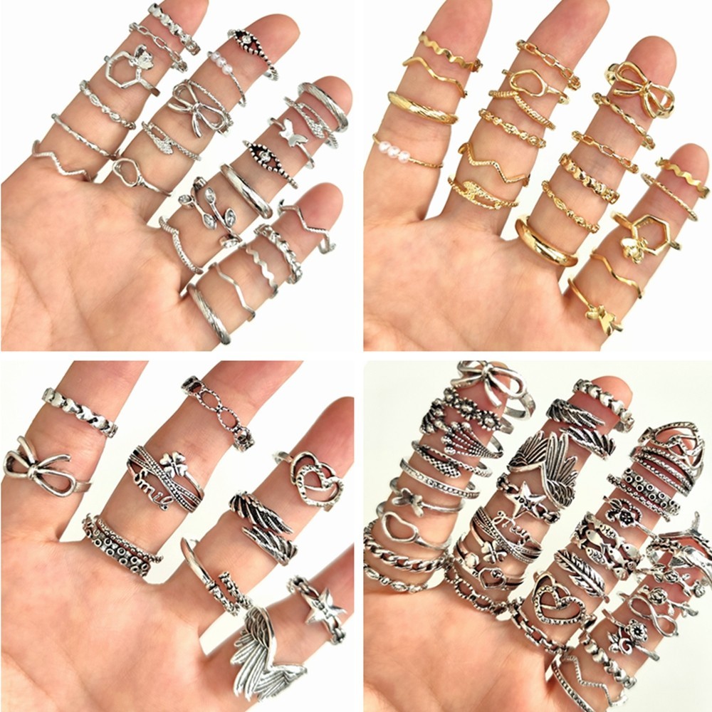 Wholesale 20Pcs mix Silver Gold Plate Alloy Fashion Rings Man Women Jewelry