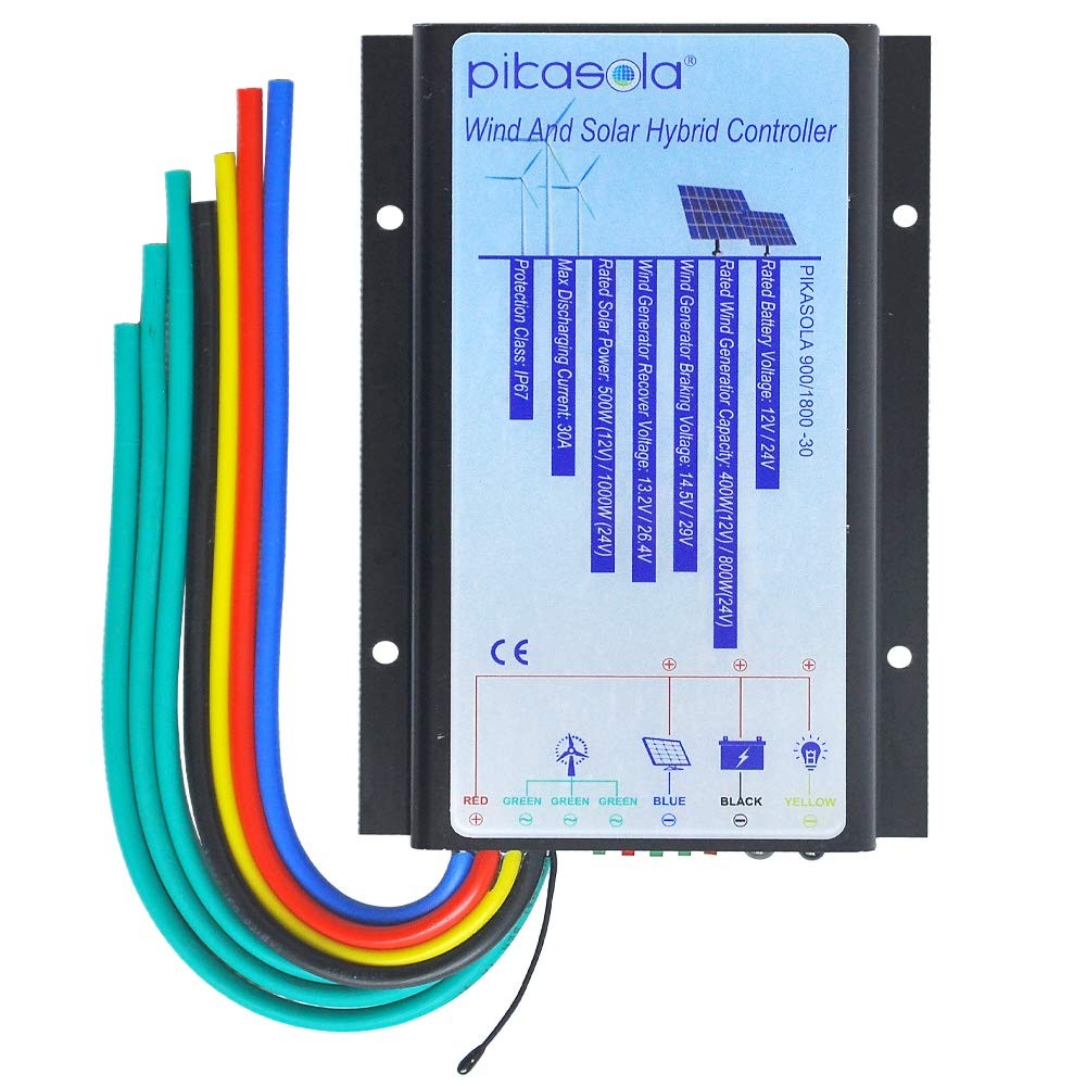 Hybrid Wind & Solar Controller for 12V/24V Battery Auto, 30A Charge Controlle...