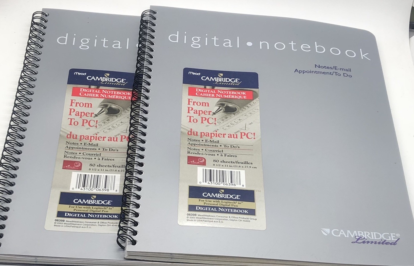 2 New Cambridge Limited Digital Notebook 80 Sheets Ea From Paper To PC 8.5 X11”