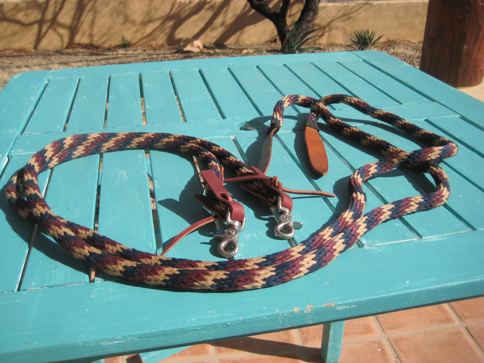 Horse Nylon Split Riding Reins Leather Latigo Water Loops Poppers Snaps 6 Ft.