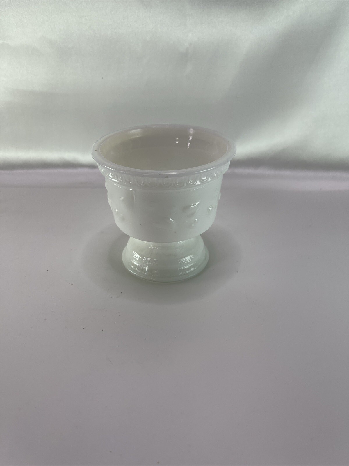 Vintage Pedistal Milk Glass Planter Ivy Design