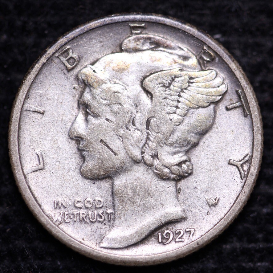 1927 Mercury Dime CHOICE AU FREE SHIPPING E836 KE
