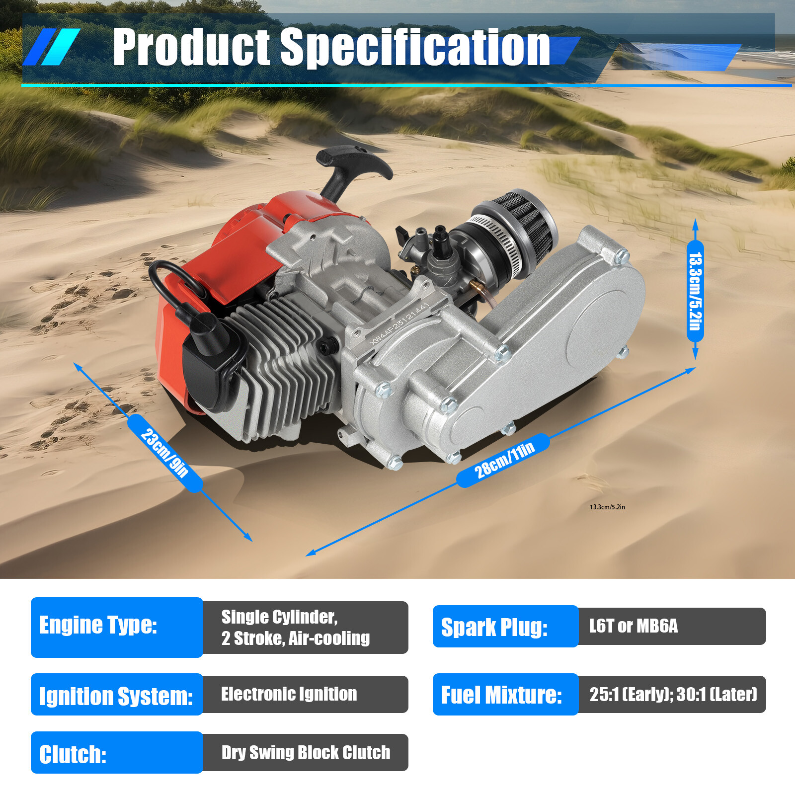49CC PULL-START 2-STROKE ENGINE&TRANSMISSION FOR ATV POCKET MINI BIKE SCOOTER