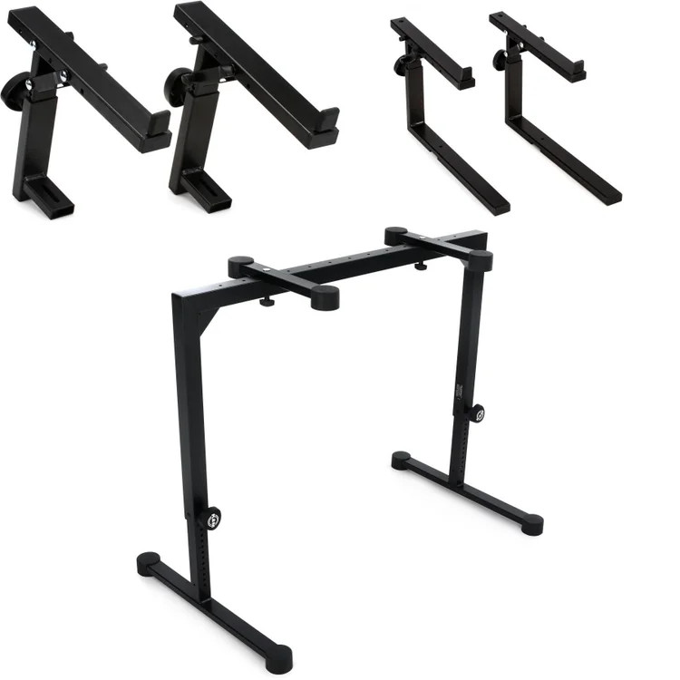 K&M 18810 Omega Table-Style Keyboard Stand 3 Tier Bundle- Black