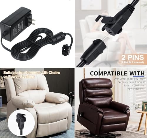 Universal Power Cord 29V2A Wall Mounted Plug-in Recliner Power Supply, AC/DC