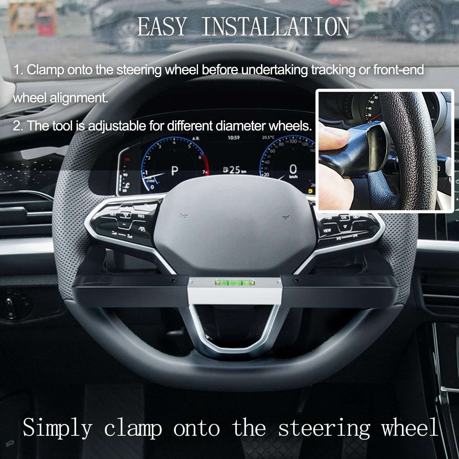 Steering Wheel Level Alignment Tool for Most Steering Wheel, Spring-Loaded Steer
