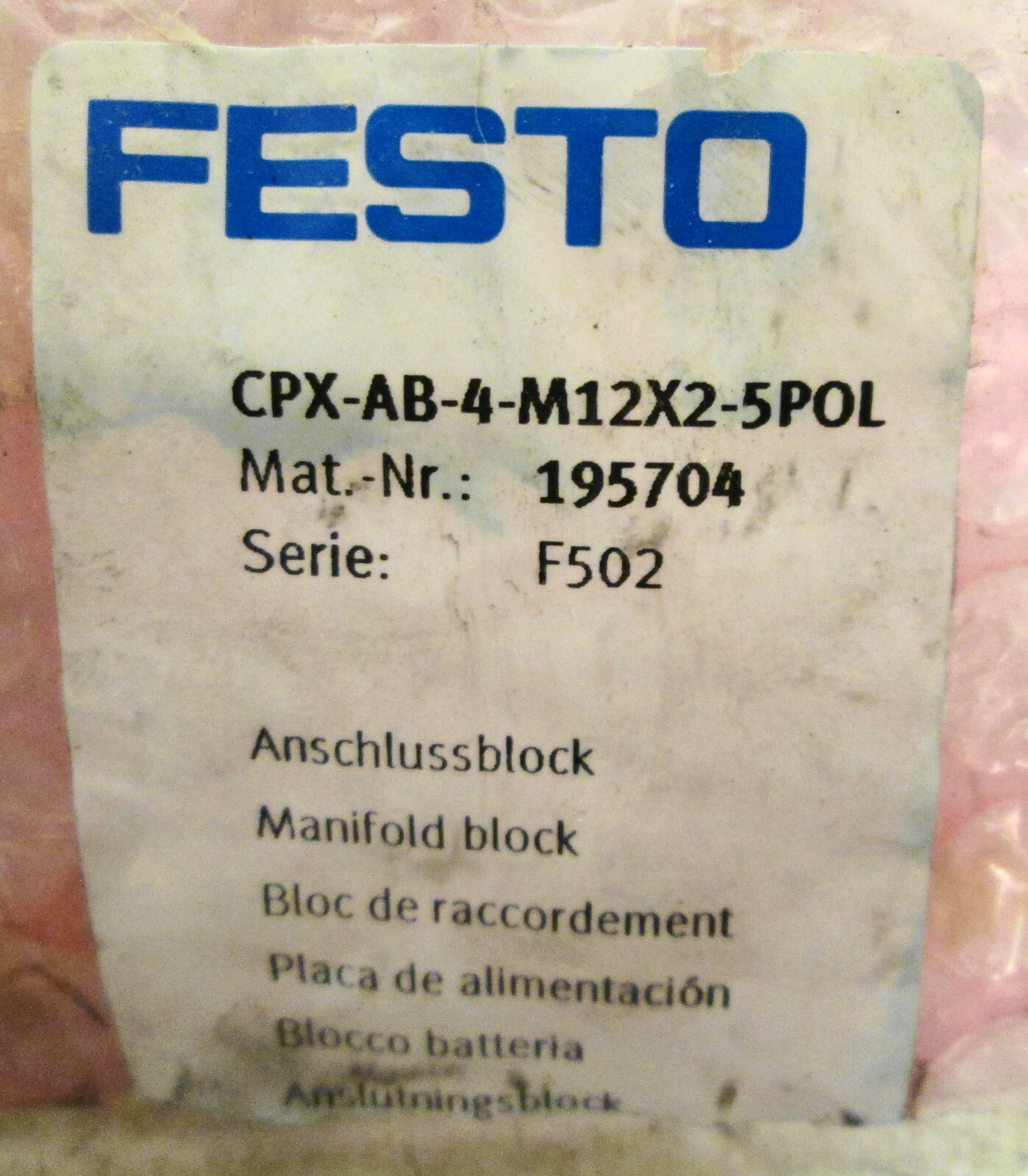 Festo CPX-AB-4-M12X2-5POL Manifold Block 4 Socket