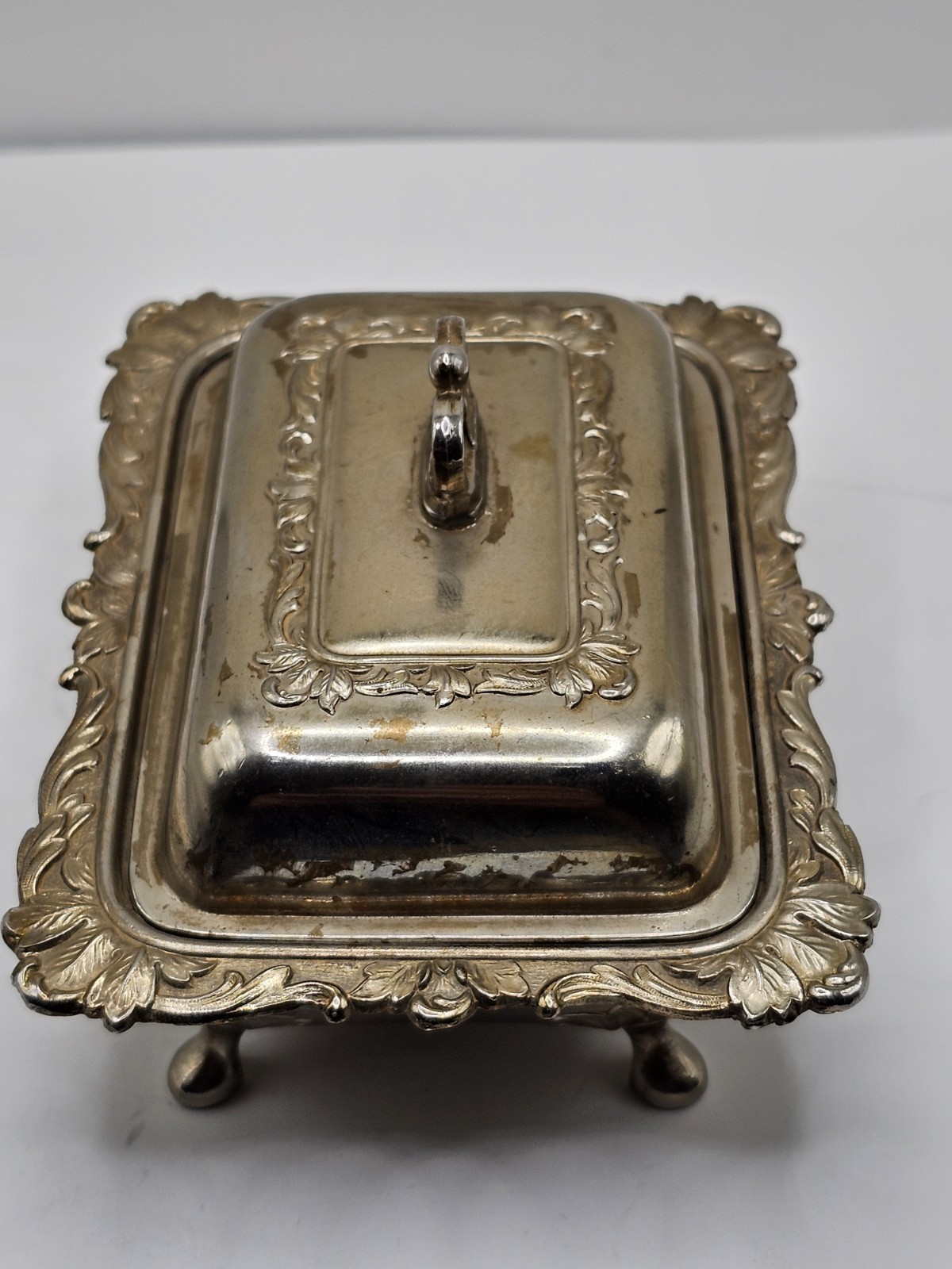 VTG Silver Plate Butter Vanity Trinket Dish