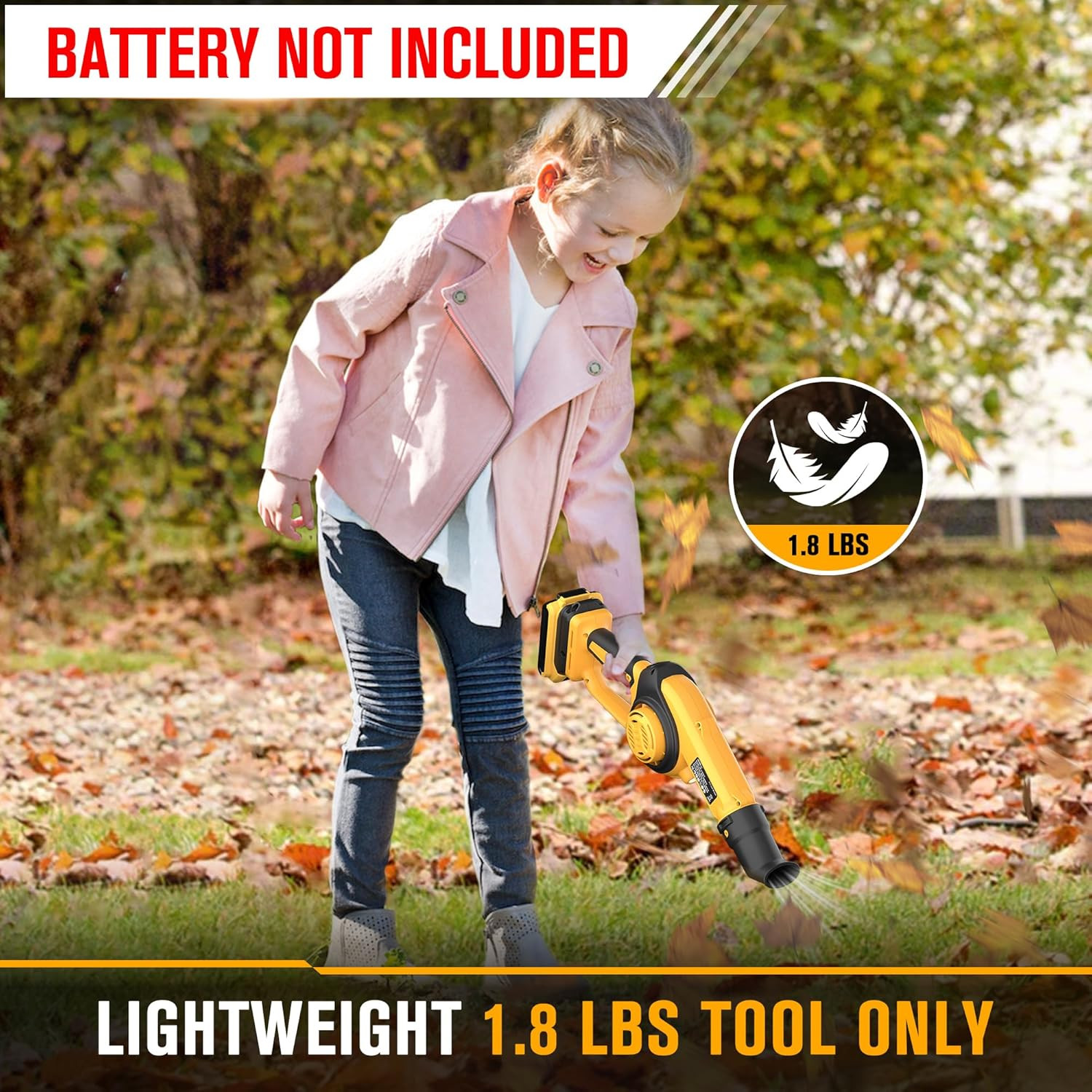 Cordless Leaf Blower Compatible with Dewalt 20V Max Battery (Tool Only), up to 2