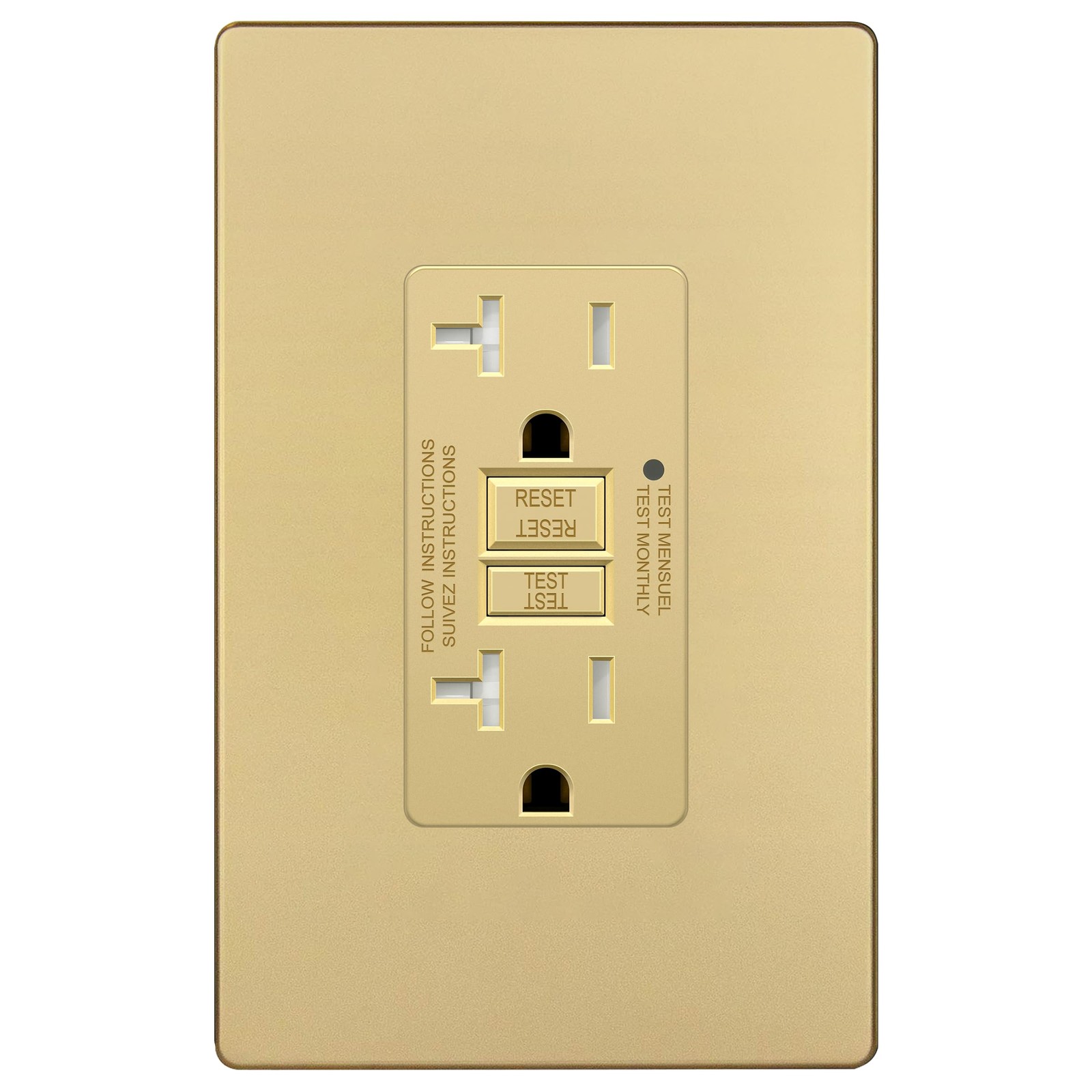 LIDER 20A GFCI Outlet, Tamper-Resistant Receptacle, Self-Test, 1 Pack, Gold