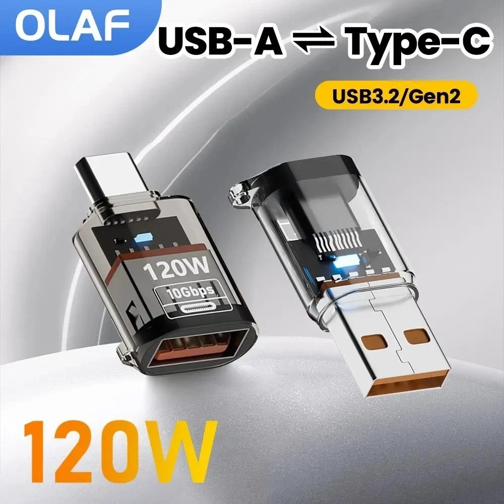 120W Type C To USB A OTG Adapter Fast Charging USB3.2 To Type C Female Adapter F