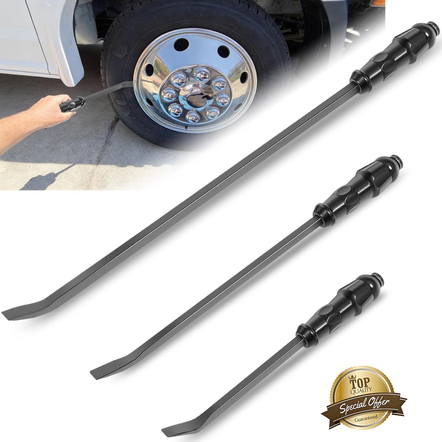 Heavy Duty Pry Bar Set 12" 17" and 25" LSQ42103 Angled Tip Pry Bar Tools Kits