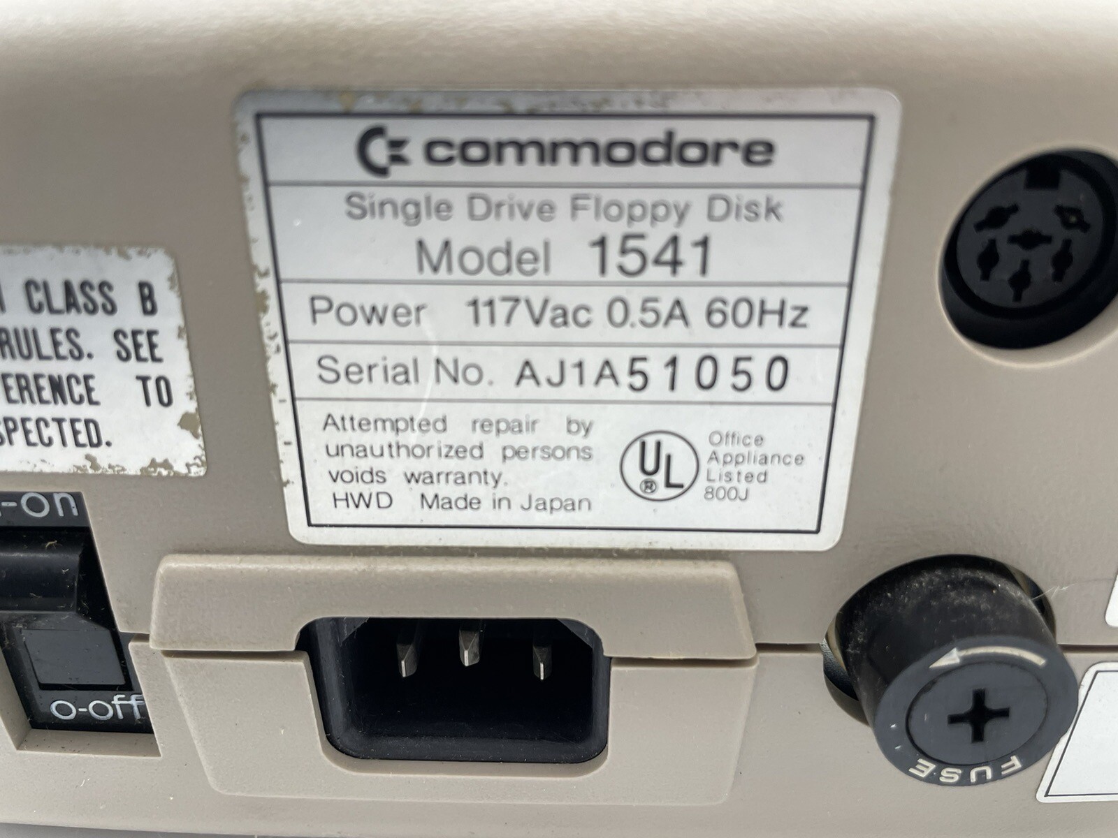Vintage Commodore 1541 15.25" Floppy Disk Drive With Original Box