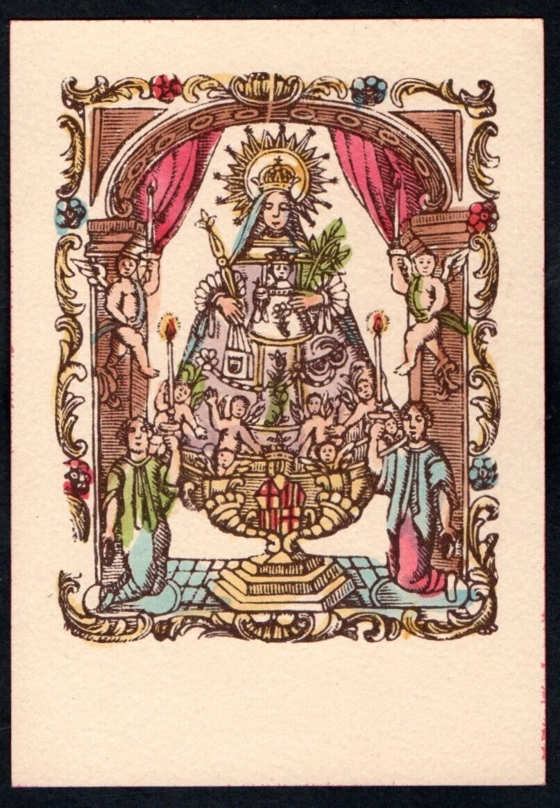 Holy card antique de la Virgin de la Merced estampa santino image pieuse